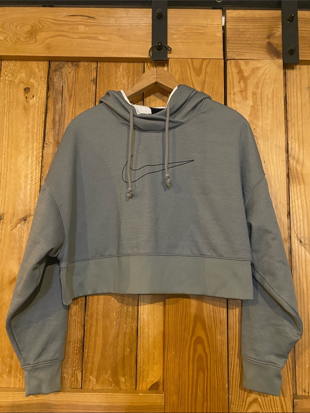 Nike Gray Dri Fit Cropped Crewneck Hoodie Sweater